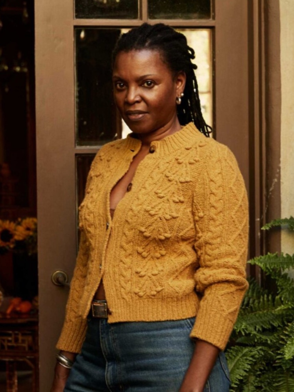 Doen Verona wool cardigan in mustard yellow